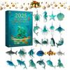 Marine Life Advent Calendar 2025 with 24 2D Flat Ocean Animals Decoration Christmas Advent Calendar for Christmas Tree Ornaments
