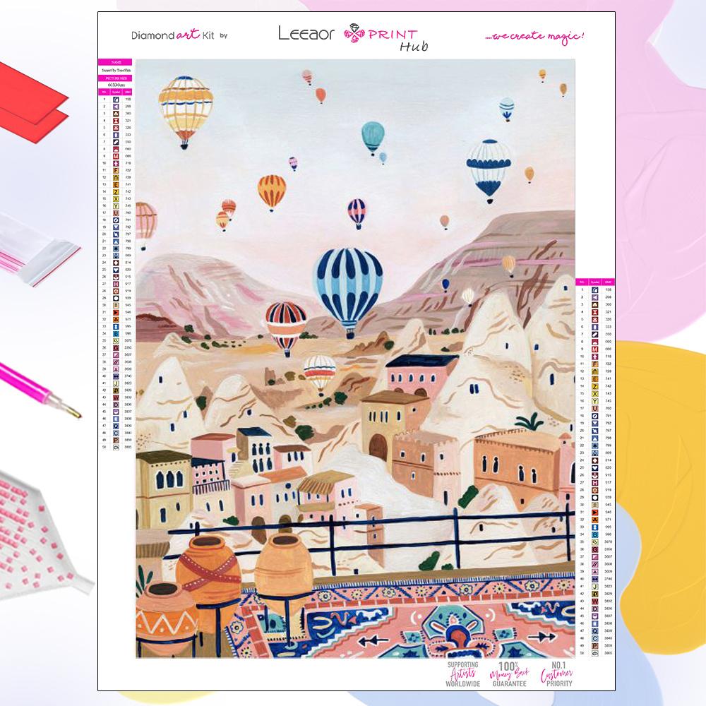 Landscape Diamond Painting Kits Country Town Hot Air Balloon Life Picture Full Diamond Mosaic Embroidery Cross Stitch Home Decor