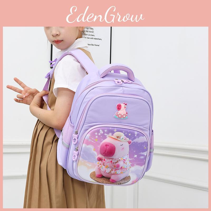 Kids Capybara Pattern Cartoon School Bag Breathable Backpack For Young Learners