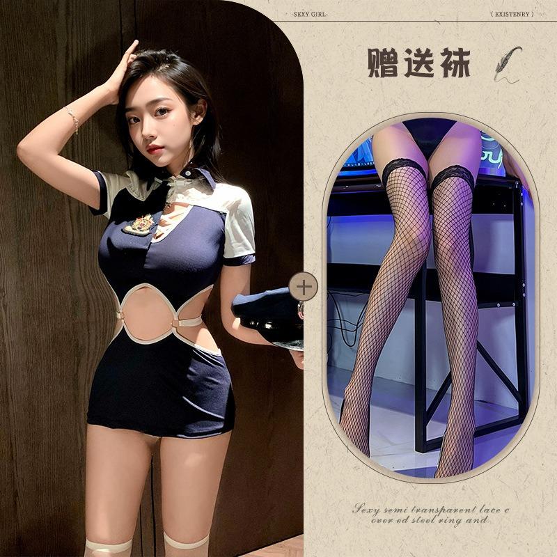 Sexy lingerie sexy policewoman cos uniform seduction instructor small breasts and thin mood hip-wrapped onesie suit