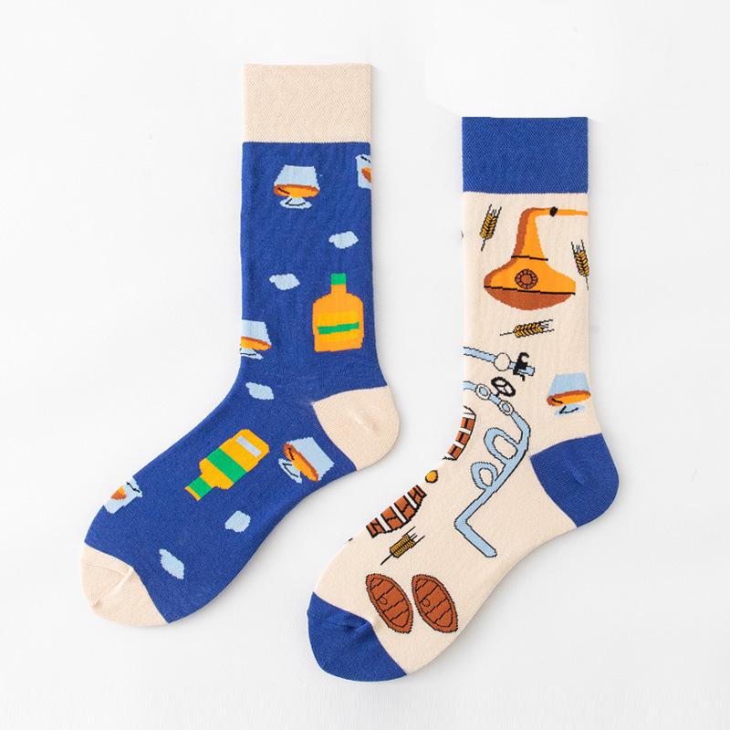 REMOULD Women Fashion Designer Mismatching AB Socks High Quality for Girls Art Crazy Socks With Print Pattern Fancy Cool