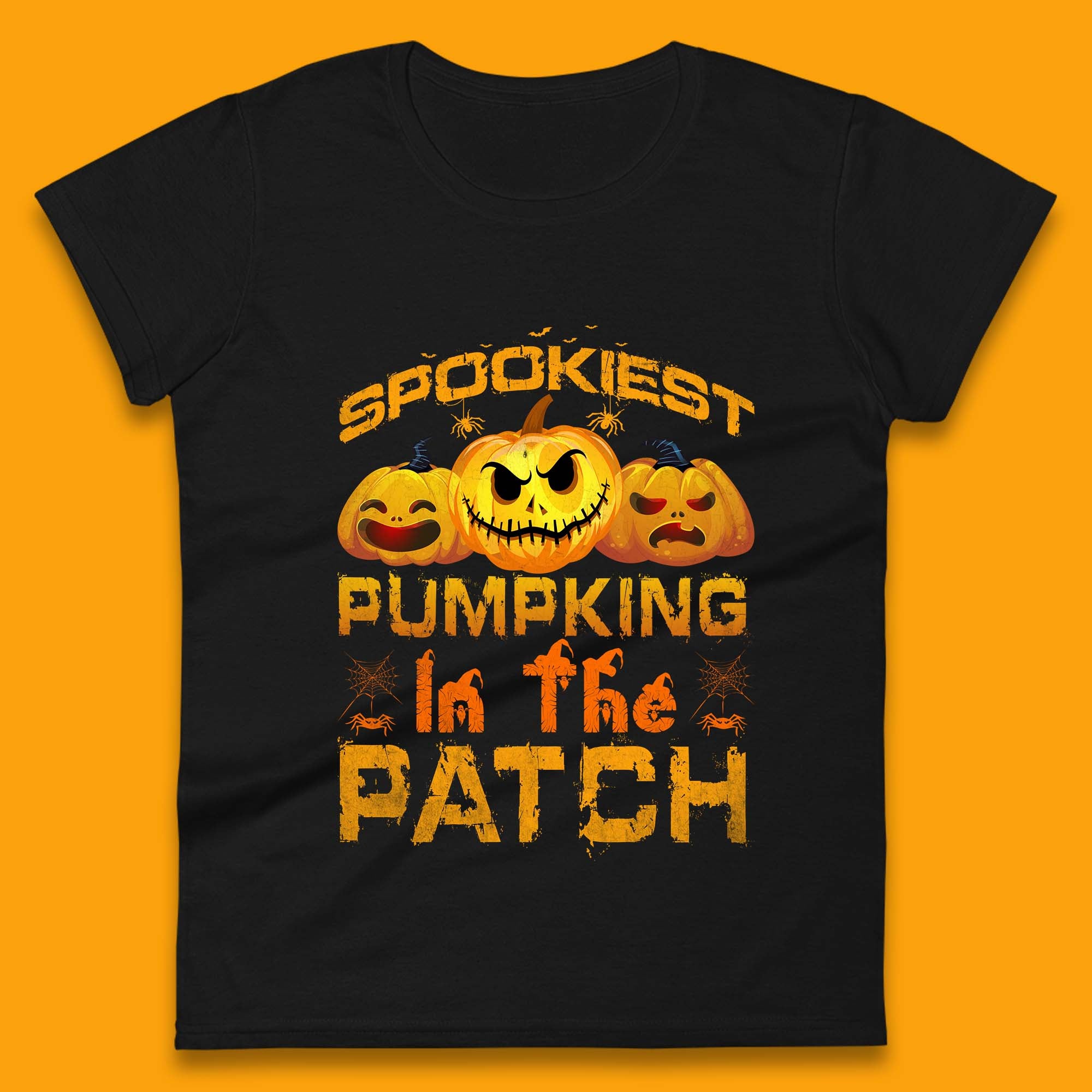 Spookiest Pumpkin In The Patch Spooky Season Happy Halloween Womens Tee T Shirt Mens Tops Unisex Top L