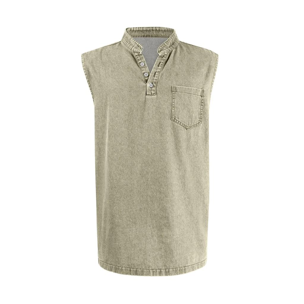 Letní džínová tílka pro muže Jednobarevné ležérní bez rukávů Tričko Šik Vintage Streetwear Vesta Pánské sportovní navlékací tílka