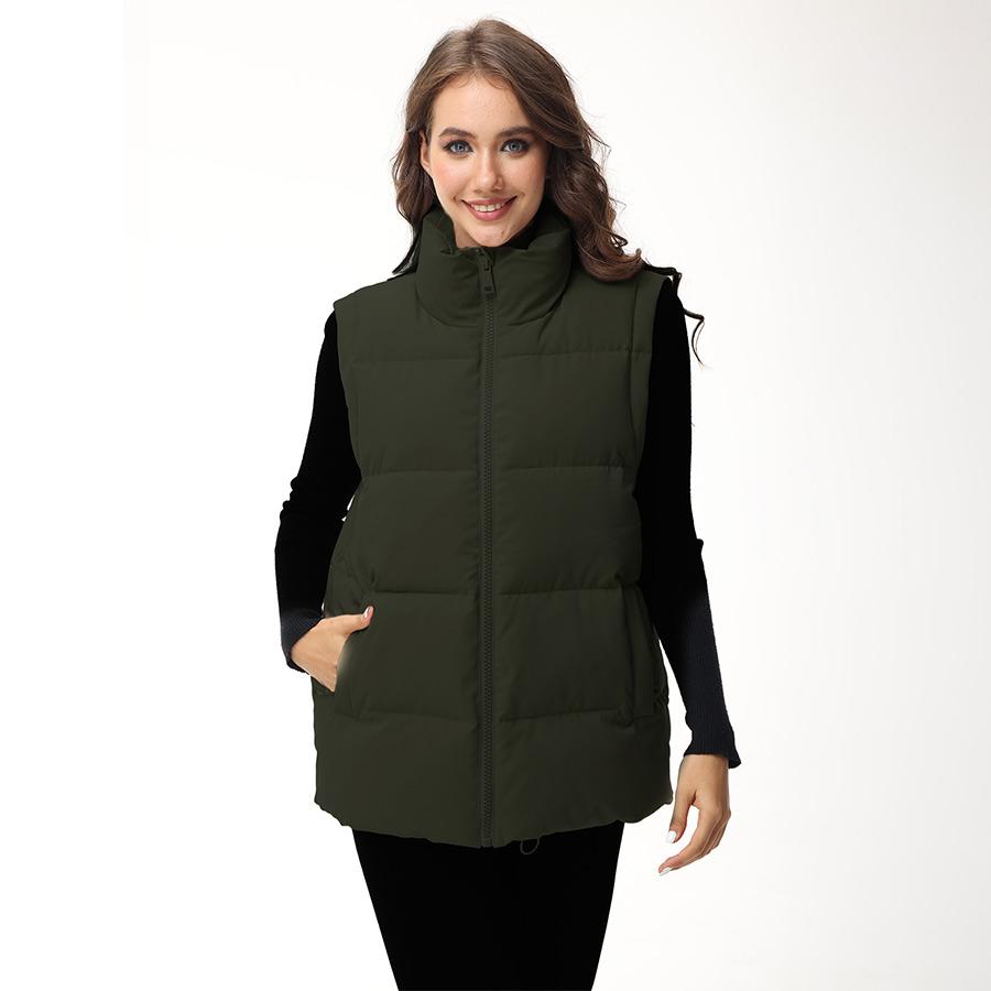 Women's Oversized Puffer Vest Stand Collar Zip Up Warm Sleeveless Coat For Spring Fall AJM-00001
