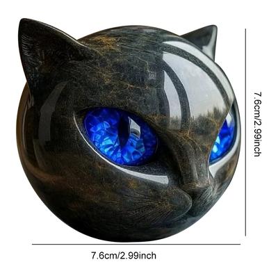 Resin Cat Head Stone Decorative Art Statue Cat Stone Statute for Halloween Bedroom Bookshelf Decoration