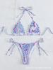 European And American Sexy Split Two-Piece Swimsuit Colored Halter Bikini Triangle Cup Random Print Woman