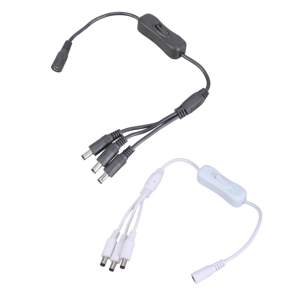 5.5x2.1mm DC5521 Y Splitter Power Cable Female to Three Male Extension with Switcher for LED and CCTV 37CM
