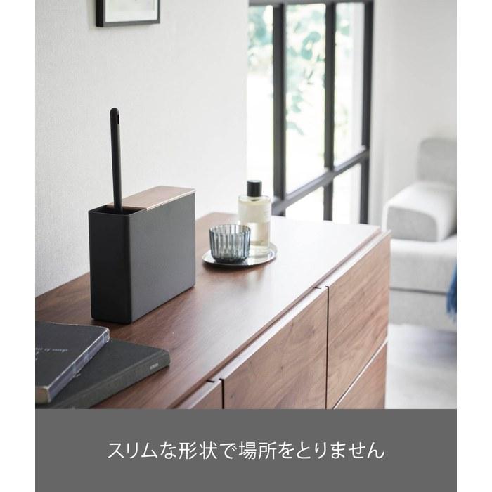 [Yamazaki] Handheld Wiper Stand with Replacement Mop Holder, Brown, W23.1 x D7.2 x H16.7cm, RIN, Holds 6 Replacement Mops, 1836