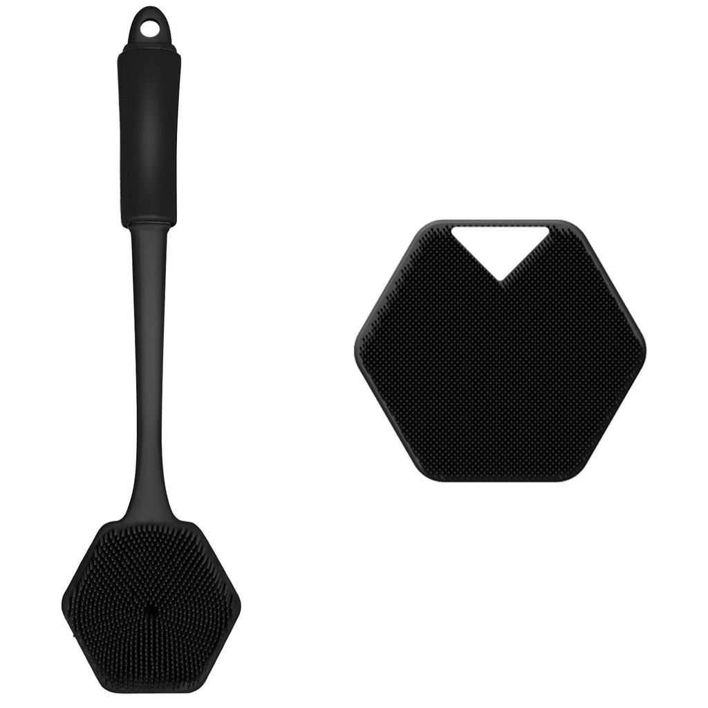 Silicone Long-Handled Soft Bristle Bath Brush for Easy Back Scrubbing