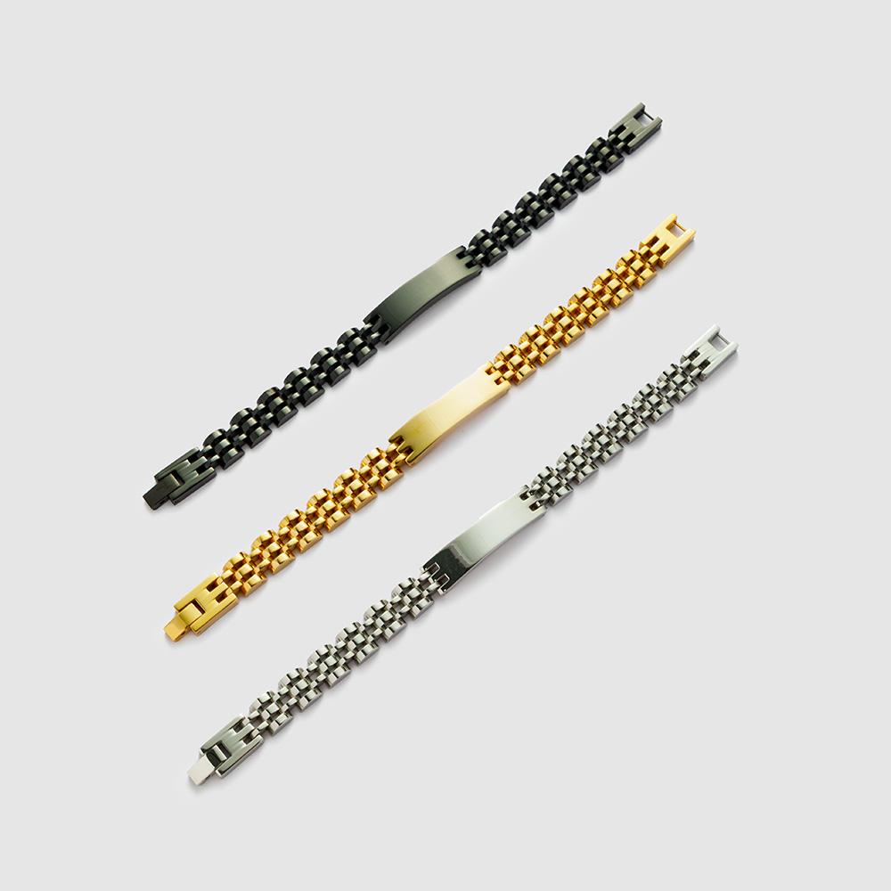 YF8124 Simple Metal Thickened 10MM Watch Strap Bracelet Mens Womens 18k Gold Plated Waterproof Stainless Steel for Party