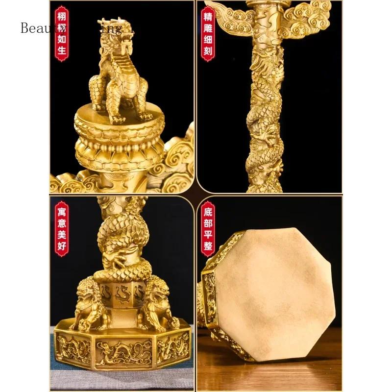 1PCS Brass Ornamental Column Column Decoration Chinese Loong Column Home and Office Decoration Handicraft Vintage Home Decor