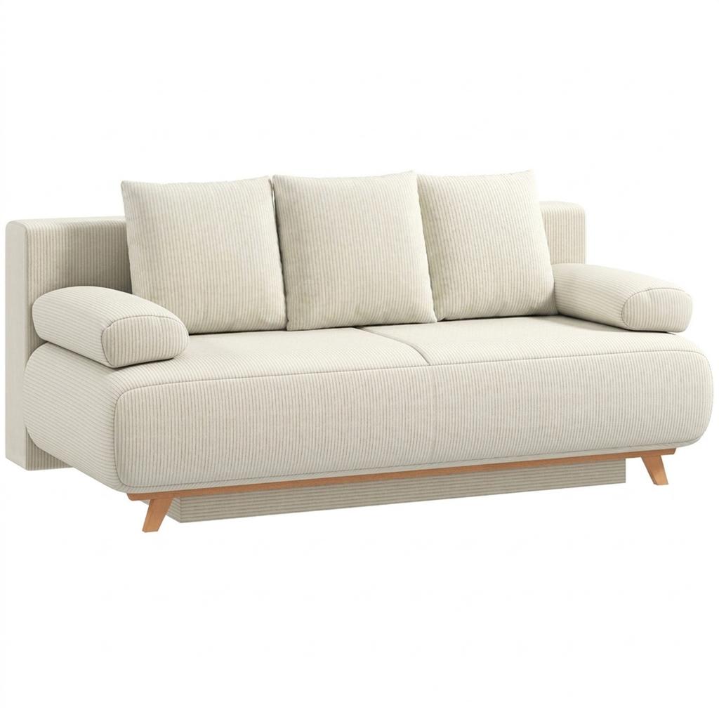 Sofa Bed with Adjustable Backrest, Bed Function, Hidden Storage and Corduroy Cover, Beige