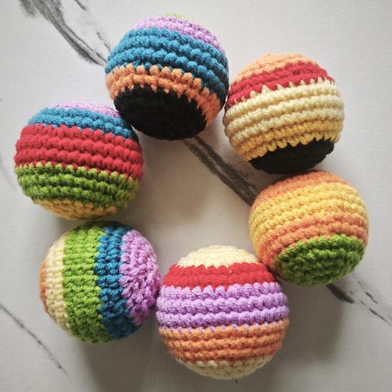 Hand Knitted Colorful Juggling Balls Set Soft Cotton Filled Footbag for Kids Adults Crochet Stress Relief Toy for Outdoor Play