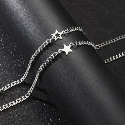 2 Stück Einfaches Vielseitiges Edelstahlarmband Unisex Persönlichkeit Trend Stern Partnerarmband Schmuckzubehör Geschenke