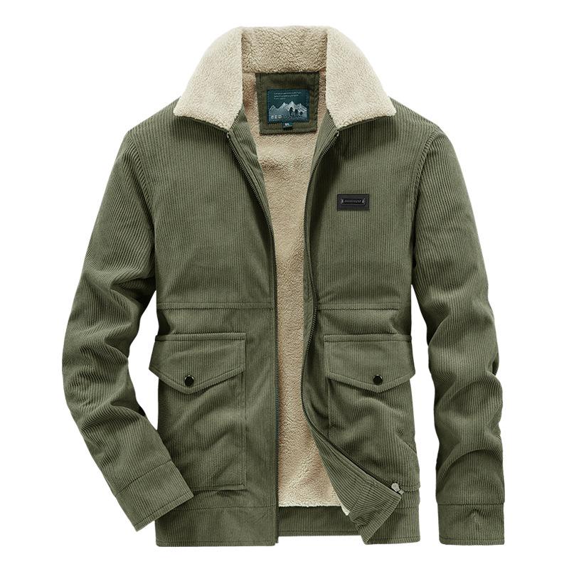 Men's Cross-Border Corduroy Lapel Jacket - Autumn/Winter Trendy Thickened Casual Coat
