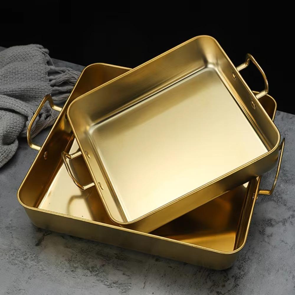 Binauraler Griff Tiramisu Tablett Koreanische BBQ Platte Quadratische Serviertabletts für Speisen Gebratenes Hähnchen