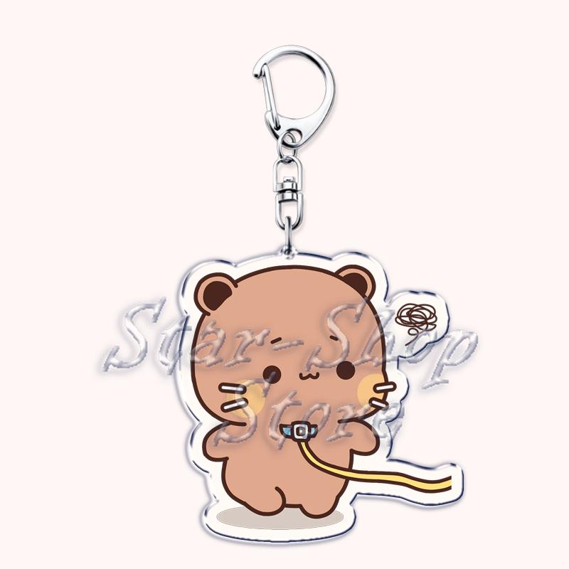 Cute Bubu Love Dudu Yier Keychains Couple Bear Panda Keyrings for Accessories Bag Pendant Key Chain Jewelry Fans Lovers Gifts