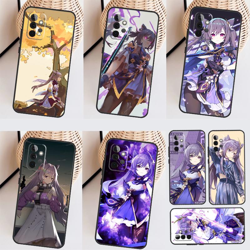 Keqing Genshin Impact Anime Case For Samsung Galaxy A14 A24 A34 A54 A51 A71 A13 A23 A33 A53 A73 A12 A22 A32 A52 Coque