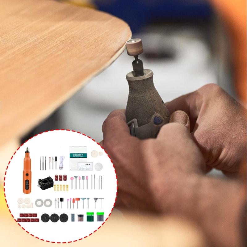 Cordless Rotary Tool Set 3.7V 18000rpm Grinding Device with 136 Accessories for Sanding Carving and Rusts Removal