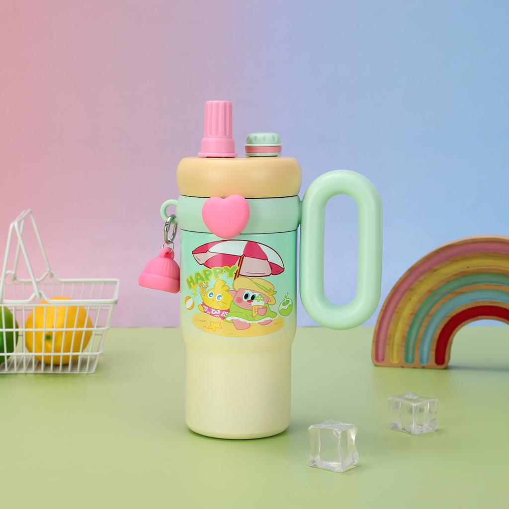 Mengka Rabbit Cartoon Large Capacity Bingba Cup 316 Stainless Steel Thermos Cup High Value Outdoor Portable Straw Water Cup