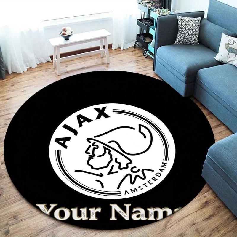AFC Ajax Custom Name Round Area Rug,Carpet Rug for Living Room Bedroom Sofa Playroom Decor,Non-slip Floor Mat