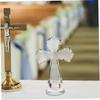 VINTORKY Glass Cross Decorative Cross Statue Christian Cross Figurine Tabletop Cross Figurine Easter Cross Sculpture Blessing