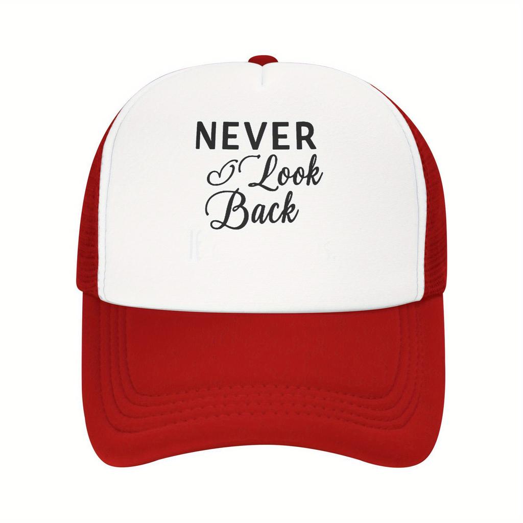 Never Look Back Print Trucker Hat Breathable Mesh Adult Baseball Cap Casual Outdoor Sports Adjustable Headwear