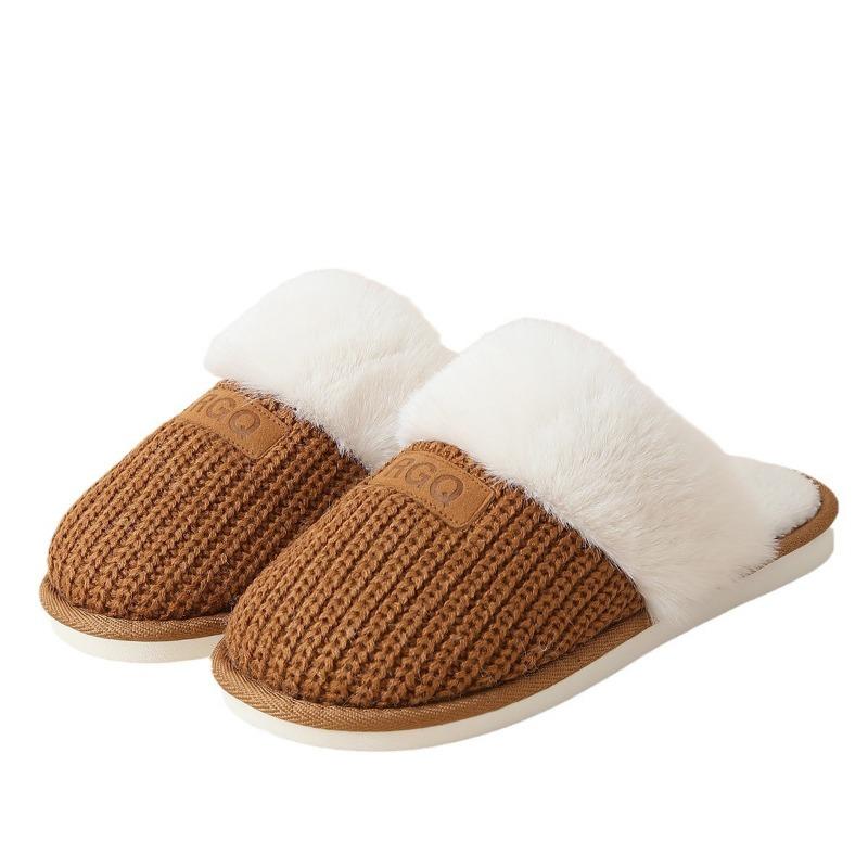Winter Thermal Slippers Non-slip Men's Indoor Plush Cotton Slippers Home Slippers Women's Winter Wool Slippers