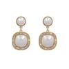 French light luxury pearl earrings simple versatile diamond stud earrings ins temperament design geometric earrings