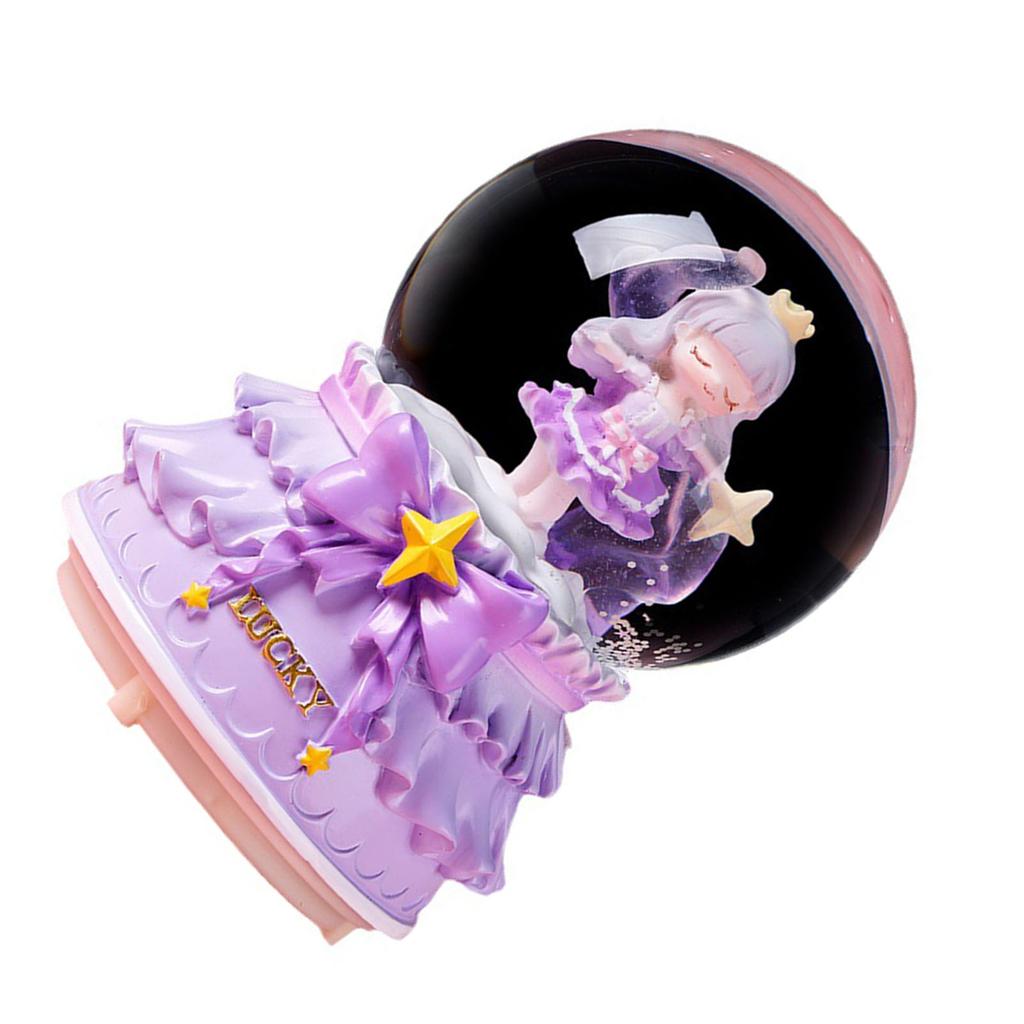 Cartoon Crystal Ball Music Box Handmade Innovative Musical Box with Flashing Light Effect for Home