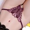 G-string Women Lace Embroidered Thong Panties Butterfly Sexy Pearl Beaded Open Crotch Underwear Low Waist Large Size Knickers