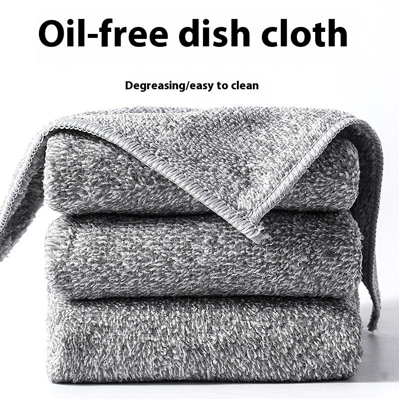 5PCS Cleaning Cloth Fiber Thickened Dishcloths High Absorbent Scouring Kitchen Washing Dish Rags Household Wipe Towels
