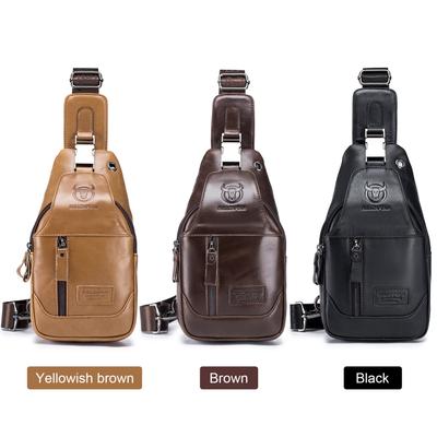 Sac à bandoulière en cuir pour hommes sac à bandoulière étanche sac à dos d'épaule de poitrine pour la randonnée à vélo