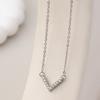 A Fashionable Women's Pendant Necklace. Simple and Elegant V-Shaped Pendant Made of Zinc Alloy with Glass Inlay, Suitable for Daily Wear and Gift