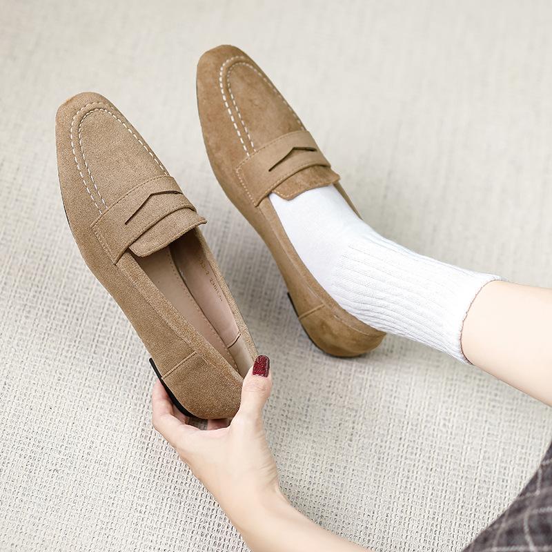 Women's shoes British small leather shoes 2025 new winter retro matte thick heel single shoes women's loafers