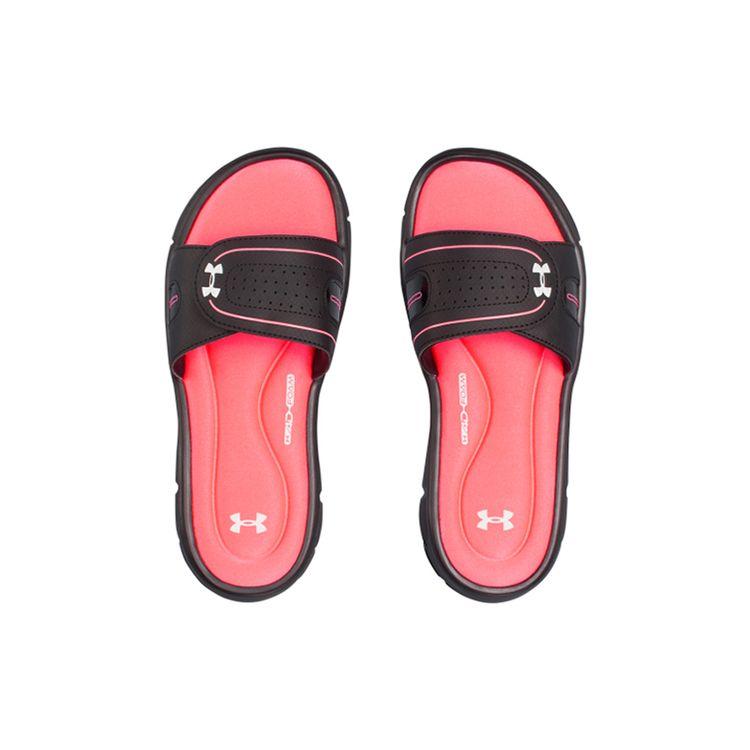 Under Armour Comfortable Rubber Sole Slide Sandals Women Footwear Black Red 1287319-004