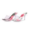 Small Round Head Medium Heel Sandals Women's Xiuhe Dress Shoes Flower Crystal Sexy High Heels