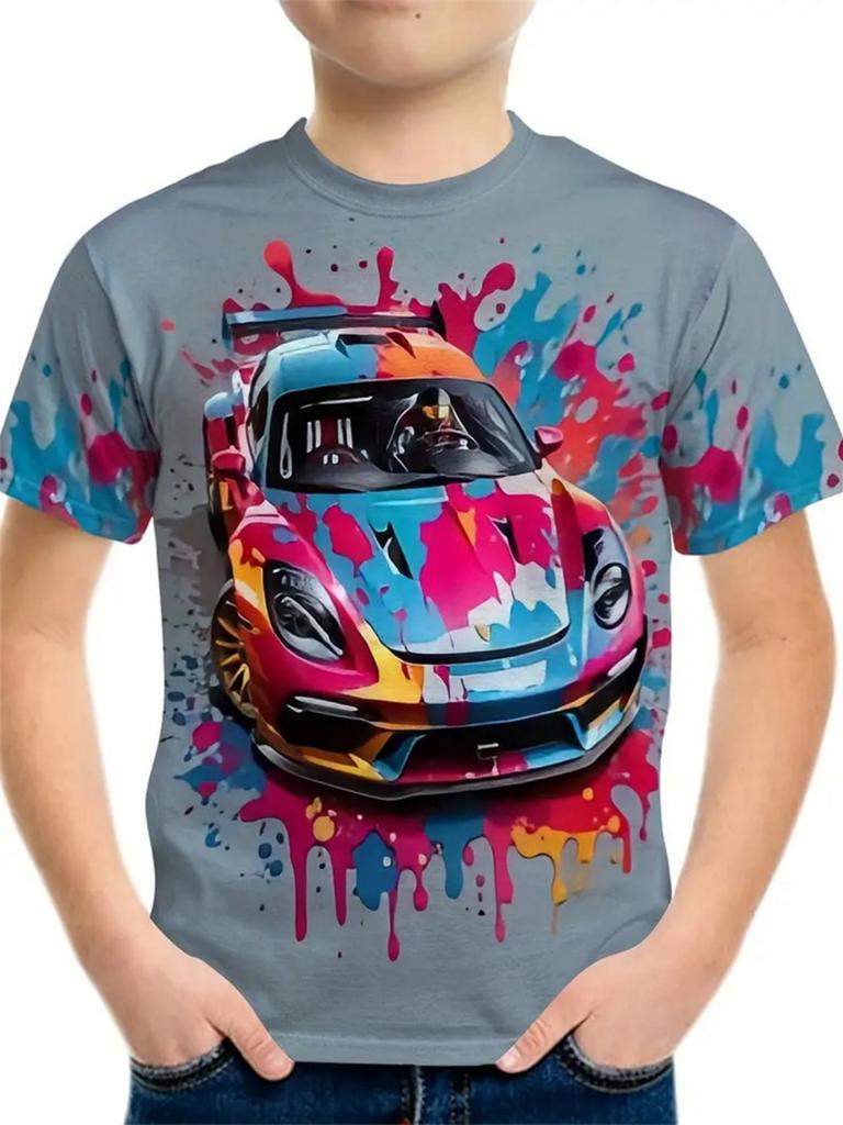 Summer Children's Clothing Car 3D Printed Boy's T-Shirt Graphic T Shirts Short Sleeve Girls Clothes Casual Round Neck Children Top