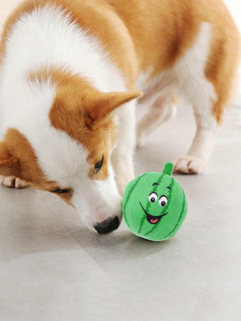 1pc Adorable Pet Dog Plush Squeaky Toy - Soft Cartoon Green Watermelon Shape Pet Sound Toy for Dogs Puppies Teething, Playing