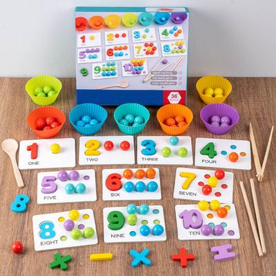 1 Set Arithmetic Math Toy Kit with Beads Chopsticks Spoons Silicone