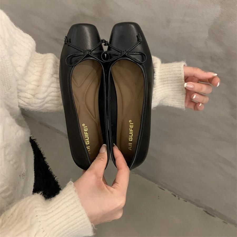 Fashion 2025 Women's Flat Shoe Spring Bow-knot Single Shoes Soft and Comfortable Ballet Shoes Zapatos Mujer Mary Jane Shoes for Women