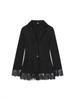 Chic European & American Women's Designer Black Lace Patchwork Slim Fit Blazer