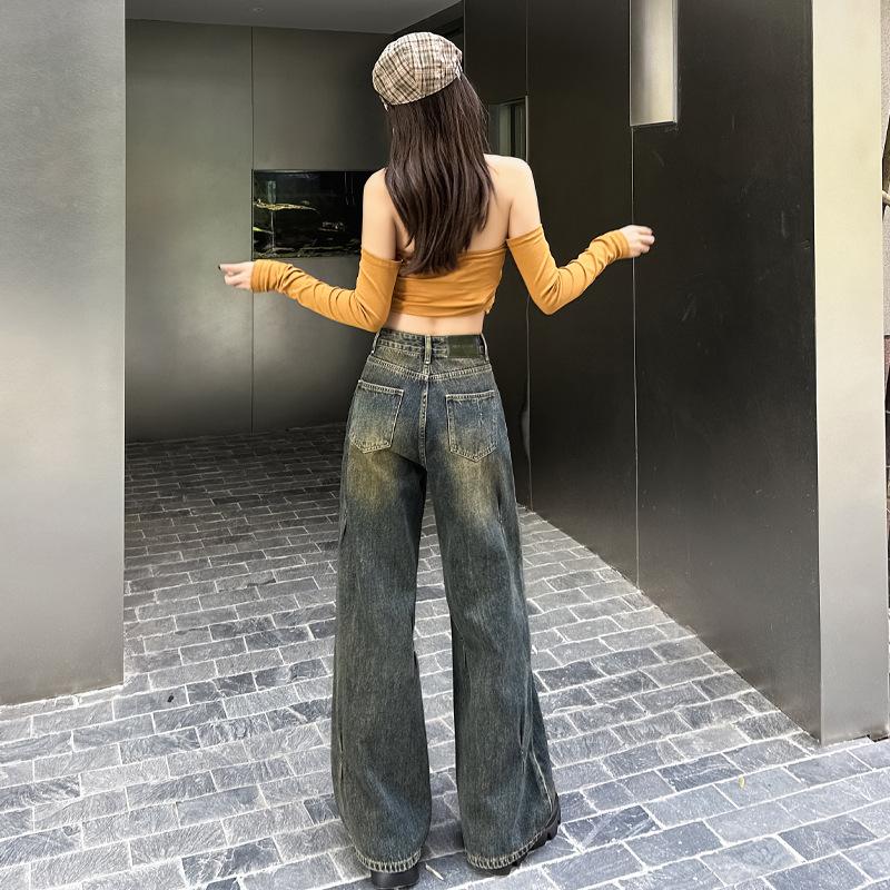 High-waisted Wide-leg Jeans for Women's Spring High-waisted Loose and Thin Wide-leg Pants for Women's Spring Mopping Jeans for Women
