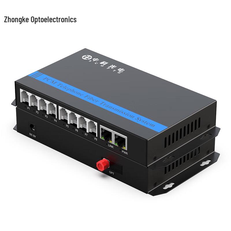 Zhongke Optoelectronics 8-Channel Telephone 2-Port Gigabit Fiber Optic Converter