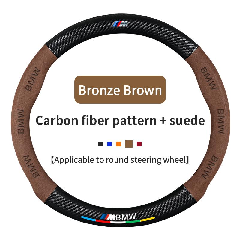 AXLUY1 For BMW M Power X3 X4 X5 X7 E36 E39 E46 E60 E65 E90 F10 F15 F20 F25 F30 G20 G30 G05 Car Carbon Fiber Suede Steering Wheel Cover