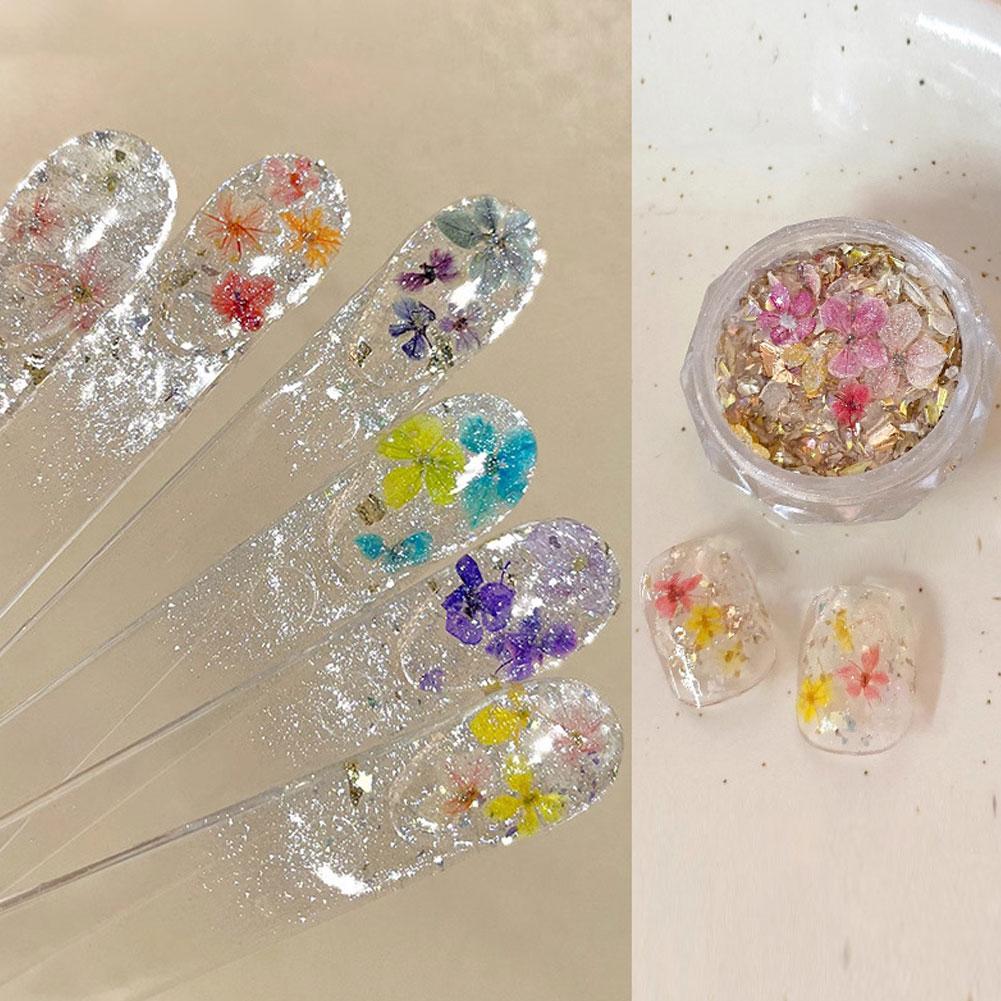 

Wholesale 6 Colors Dream Colorful Nail Flower Sequins Sequins 3d Glitter Nail B6X3 LP-344-1pcs
