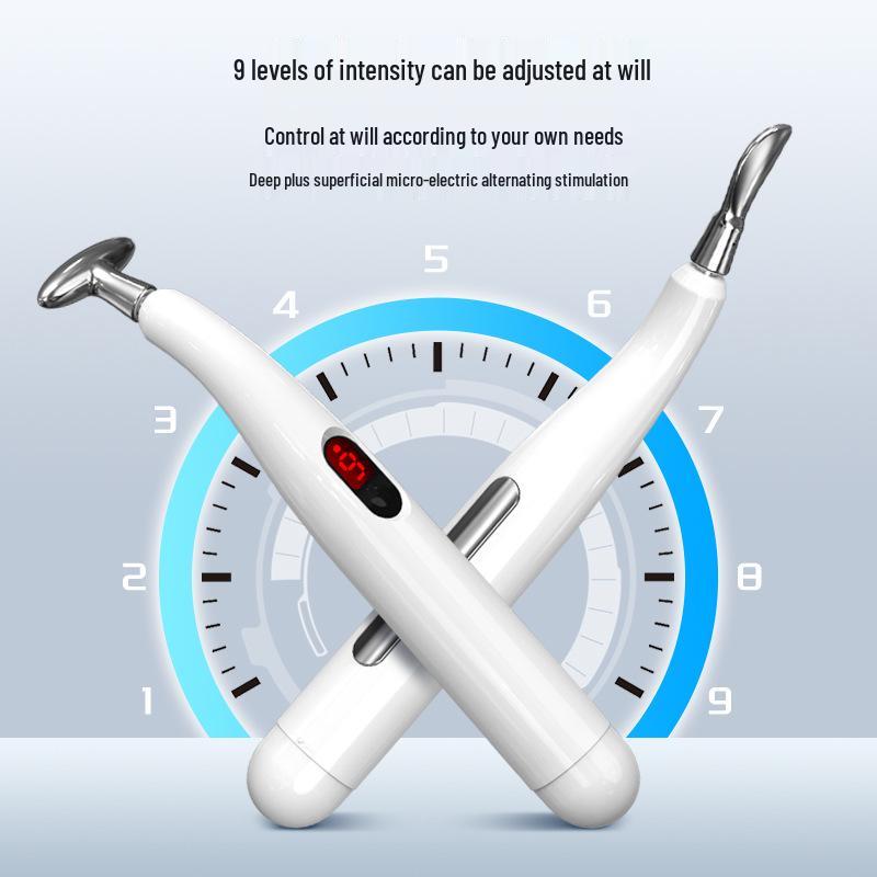 Meridian Pulse Acupressure Pen: 5-Head, 9-Level Intensity Acupuncture Massager with Red Light