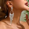Dámské lehké luxusní náušnice kapkovitého tvaru s třpytivými krystaly a dlouhými střapci