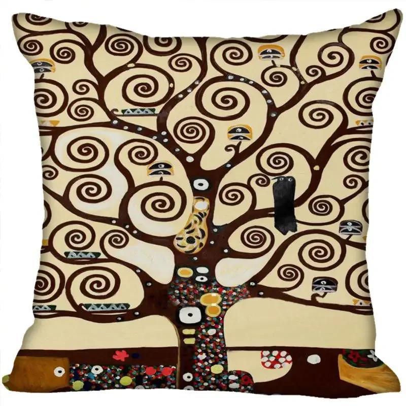 Benutzerdefinierte Kunstmuster Kissenbezüge Gustav Klimt Quadratischer Kissenbezug Weihnachten Reißverschluss-Kissenbezug 45*45cm(Eine Seite)