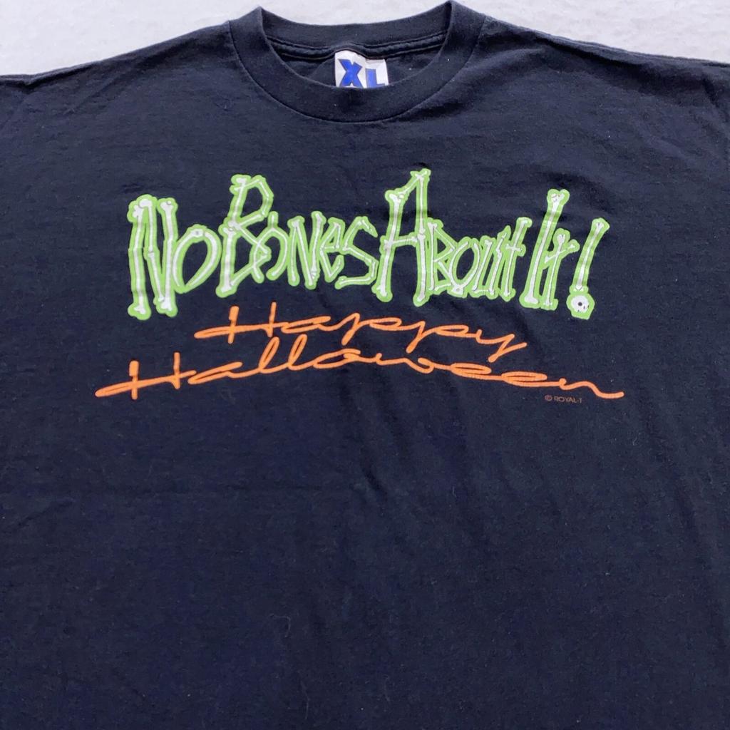 vintage 90s NO BONES ABOUT IT - HAPPY HALLOWEEN T-Shirt XL soft skeleton